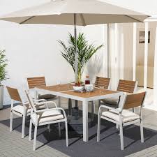 sjalland table 6 armchairs outdoor light brown froson duvholmen beige ikea in 2021 wooden outdoor furniture ikea outdoor stained table