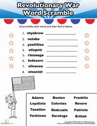 Worksheets free sample thank you so much for downloading the sample american revolution facts ★ the american revolution, also known as the revolutionary war. American Revolution Word Scramble Worksheet Education Com