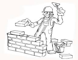 Construction Worker Build A Wall Coloring Page Coloring Pages Cute Coloring Pages Coloring Pages For Kids