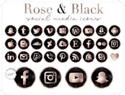 Rose Gold Auf Schwarzen Social Media Symbole Glamour Social Etsy Social Media Icons Black Social Media Icons Media Icon
