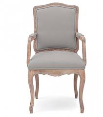 Interiors Styles Classic French Carved Dining Chair With Armrest In Grey Fabric From Swoon Editions