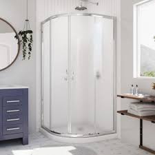 Frameless sliding shower door in chrome with frosted glass right side door opening and handlewith 1,023 reviews and the delta simplicity 60 in. Frosted Shower Doors Showers The Home Depot