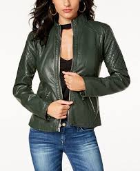 Shop Guess Quilted Faux Leather Moto Jacket Online At Macys Com Delicate Quilting Is Stitche Womens Moto Jacket Leather Jackets Women Faux Leather Moto Jacket