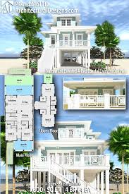 Plan 44161td Narrow Lot Elevated 4 Bed Coastal Living House Plan Arkitektur Husplaner