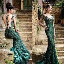 2015 Rami Salamoun Vestidos Verde Prom Vestidos Mermaid Scoop Cap Mangas Sheer Voltar Vestidos Formais De Luxo De Cristal Frisada Vestidos De Noite De Dress 1st 1 314 39 Pt Dhgate Com