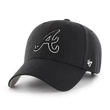 Black And White Baseball Cap Atlanta Braves 47 Brand Black White Logo Mvp Adjustable Hat Atlanta Braves Atlanta Braves Atlanta Braves Hat Hats