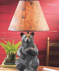 The vintage rust lantern table lamp blends together two classic styles into one elegant fixture. Rustic Table Lamp Bear Campfire Cabin Lighting