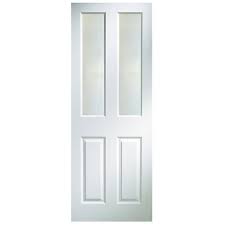 4 Panel Frosted Glazed White Woodgrain