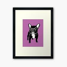 Black and white french bulldog. Cute Brindle French Bulldog In Black And White Digital Art Framed Art Print By Cheesim Redbubble