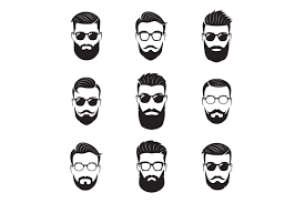 Vector Bearded Men Faces Male Face Bearded Men Hipster Beard