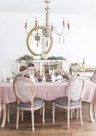 A traditional dining table set inspired by the farmhouse antique furniture look. French Country Fall Dining Room So Much Better With Age