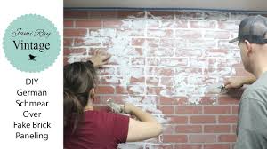 Whitewash and wood the warmth of wood is a natural with whitewashed walls and furniture. Diy German Schmear Over Fake Brick Paneling Youtube