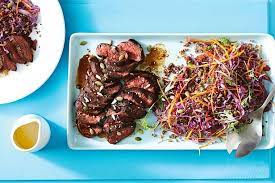 Spiced Kangaroo Loin With Super Slaw Recipe Kangaroo Meat Recipe Kangaroo Recipe Slaw