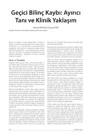 Pdf Gecici Bilinc Kaybi Ayirici Tani Ve Klinik Yaklasim