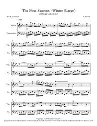 Download Winter Four Seasons Largo Violin Amp Cello Duet By Antonio Vivaldi 1678 1741 Digital Sheet Music For Score Set Of Parts Download Print S0 129669 Sheet Music Plus