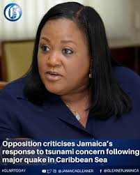 The Opposition is criticising Jamaica's emergency response system in light  of Saturday's major earthquake in the Caribbean Sea and subsequent concerns  about possible tsunami waves affecting several countries, including  Jamaica. Opposition Spokesperson