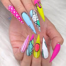 Start By Doing What S Necessary Then Do What S Possible And Suddenly You Re Doing The Impossible Pop Art Nails Best Acrylic Nails Neon Acrylic Nails