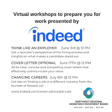 In the cover letter, you have a chance to sh. Northwest Regional Workforce Investment Board Register For Indeed Free Webinars To Learn Helpful Tips And Expert Advice On Navigating The World Of Work With A New Job Cast Released Twice Each
