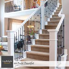 We Can T Help But Stare At These Gorgeous Iron Spindles Candlelighthomes Utahhomes Utahbu Wrought Iron Stair Railing Wrought Iron Stairs Staircase Makeover