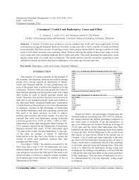 Under the current corporate insolvency law in malaysia, there are numerous approaches in dealing with corporate insolvency, but it appears that the current accordingly, this article will propose some future reforms to the relevant department in order to reinvigorate the existing insolvency regulatory. Pdf Consumers Credit Card Bankruptcy Cause And Effect