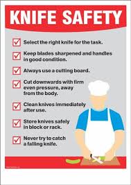 Pay attention to correct finger placement. Knife Safety Kitchen Safety Food Safety Posters Food Safety Training