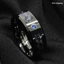 Black And Blue Tungsten Mens Ring Details About Black And Blue Carbon Fiber Tungsten Ring Blue Diamond Atop Men S Wedding Band Anillos De Compromiso Anillos Dragones