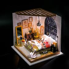 01 24 Chambre Reveuse Miniature Dollhouse Bricolage Kit D Alice Avec Lumiere Artisanat Projet Sweet Home Modele Cadeau Home Decor Scene Robotime Diy Maison Poupee Maison De Poupee Interieur Design