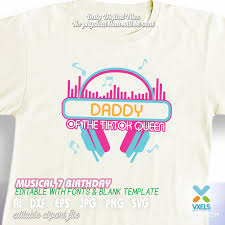 Download Birthday Queen Musical Theme For 7 Years Old Family Set Svg Cutting File