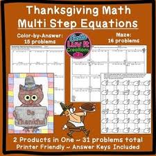 Students solve each equation, then look for matching answers between the colum Multi Step Equations Coloring Page Worksheets Teaching Resources Tpt