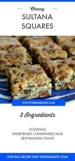 Chewy Sultana Squares Recipe This Is A Super Easy 3 Ingredient Recipe Thelinkssite Com Square Recipes Easy Dessert Recipes Quick Ingredients Recipes