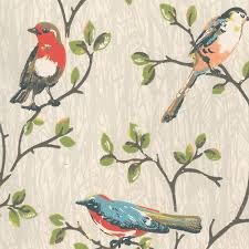 Garden Birds Wallpaper Home Furnishing Cathkidston Bird Wallpaper Retro Wallpaper Mural Wallpaper