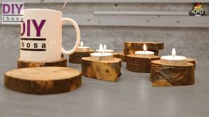 Diy wooden candle holder | easy diy projects. Make Rustic Coasters And Tea Light Holders Out Of A Beech Wood Log Youtube