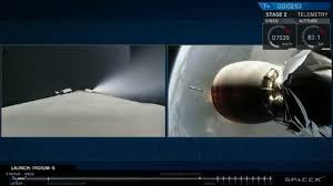 A Camera On The Second Stage Of A Spacex Falcon 9 Rocket Shows The Booster S First Stage Fall Away With The Eart Spacex Vandenberg Air Force Base Rocket Launch