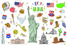 Usa Symbols And Icons Set Travel Stickers Printable Icon Set Doodle Icon