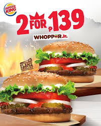 Burger King Whopper Jr 2 For P139 Promo In 2019 Burger