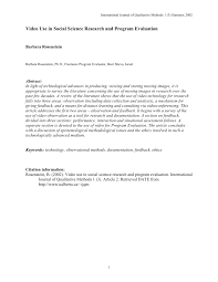 Pdf Video Use In Social Science Research And Program Evaluation