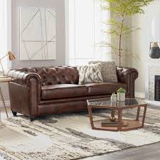 Add a touch of european grandeur to your home. Abbyson Tuscan Top Grain Leather Button Tufted Chesterfield Sofa Overstock 8230103 Brown