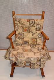 Vintage Childs Wooden Rocking Chair Rocker With Fabric Cushion Rocking Chair Pads Rocking Chair Makeover Childrens Rocking Chairs