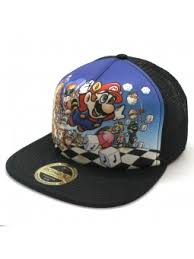 Gorra roja con bordado frontal y visera curva. Gorra De Rejilla Super Mario 3 Nintendo Snapback Negro