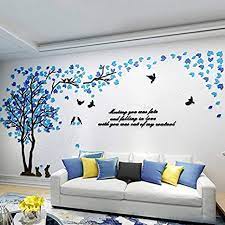 With changing seasons and changing styles, wall stickers do the best job of keeping up with the 35 fun and playful wall sticker ideas to brighten your home. Amazon Com Kinbedy Acrylic 3d Tree Wall Stickers Wall Decal Easy To Install Apply Diy Decor Sticker Home Art Decor Mixed Blue Leaves Left Xl Kitchen Dining