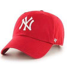 47 Brand Clean Up New York Yankees Red Dad Hat In 2021 Yankees Baseball Cap Dad Hats New York Yankees