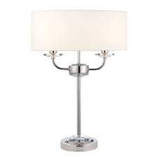 If you have this confusion, aooshine table lamp will be the perfect choice for you. Endon 60804 Nixon 2 Light Bright Nickel Table Lamp Vintage White Shade