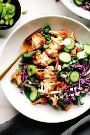 Buffalo Cauliflower Salad Recipe Vegetarian Salad Recipes Vegetarian Recipes Healthy Salad Recipes