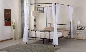 Lit à baldaquin marquise 160x200cm. Lit Baldaquin Contemporain 2 Personnes En Metal Noir Chelsie Matelpro