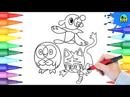 It has a short muzzle with a tiny, black nose, red eyes with yellow sclerae, and short, pointed ears with pale gray insides. Pokemon Coloring Alola Region Starter Pokemon Rowlet Litten Popplio I Fun Coloring Videos For Kids Youtube