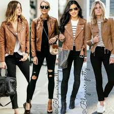 Pin By Os Kar On Brown Leather Jacket In 2020 Jacket Outfit Women Brown Leather Jacket Outfit Brown Jacket Outfit