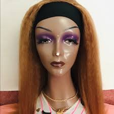 Golden Brown Headband Synthetic Wig Full Machine Made 22-inch