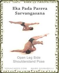 Open Leg Side Shoulderstand Pose Eka Pada Parsva Sarvangasana Triangle Pose Yoga Yoga Poses Asana Yoga Poses