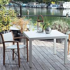 table de jardin en composite imitation bois et aluminium blanche l 100 cm portofino maisons du monde
