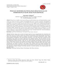 Pdf Peranan Metodologi Penelitian Hukum Di Dalam Perkembangan Ilmu Hukum Di Indonesia